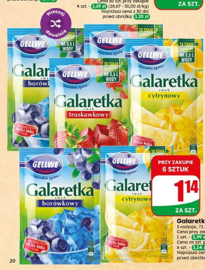 Galaretka smak borówkowy Gellwe +2 warianty