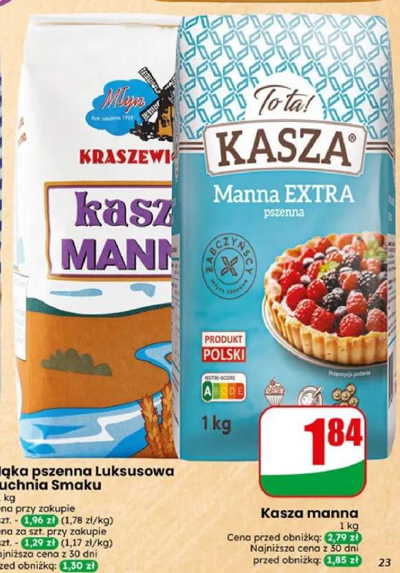 Kasza manna Młyn Kraszewice +1 wariant