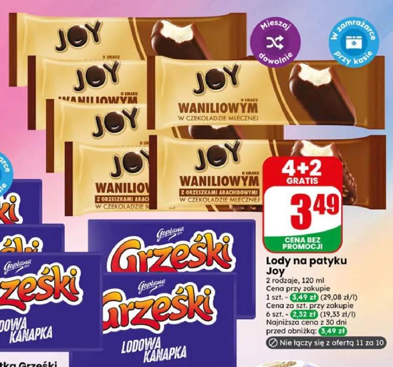 Lody na patyku Joy o smaku waniliowym w czekoladzie mlecznej +1 wariant