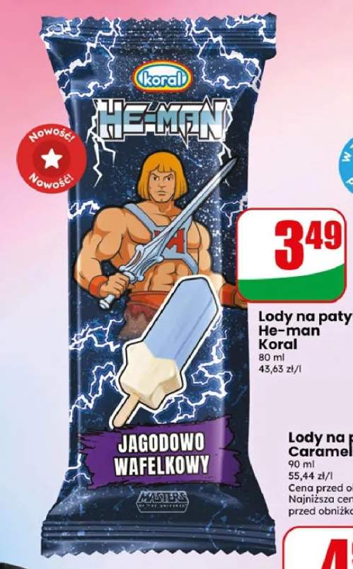 Lody na patyku Koral He-man Jagodowo Wafelkowy