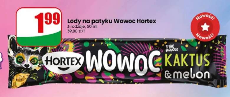 Lody na patyku Hortex Wowoc Kaktus & melon