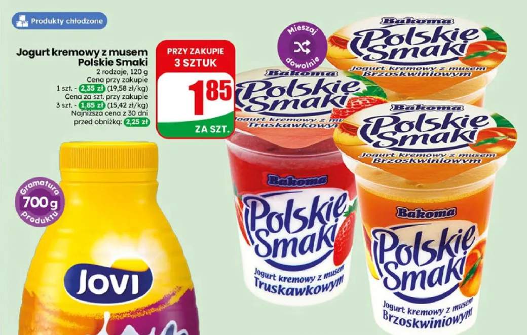 Jogurt kremowy z musem truskawkowym Bakoma Polskie Smaki +1 wariant