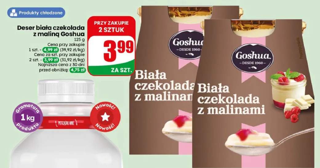 Deser biała czekolada z maliną Goshua