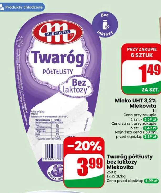 Twaróg półtłusty bez laktozy Mlekovita