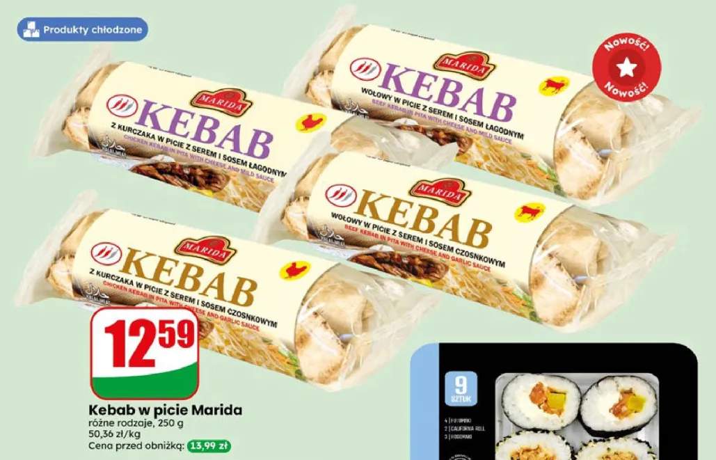 Kebab z kurczaka w picie z serem i sosem łagodnym Marida +3 warianty