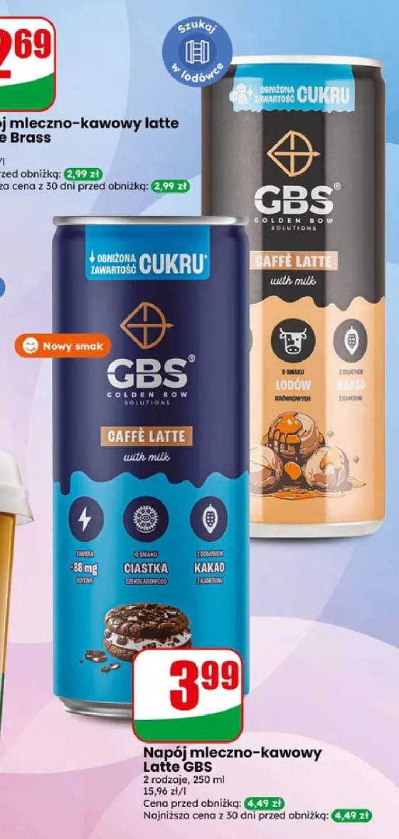 Napój mleczno-kawowy Caffè Latte GBS o smaku ciastka czekoladowego +1 wariant