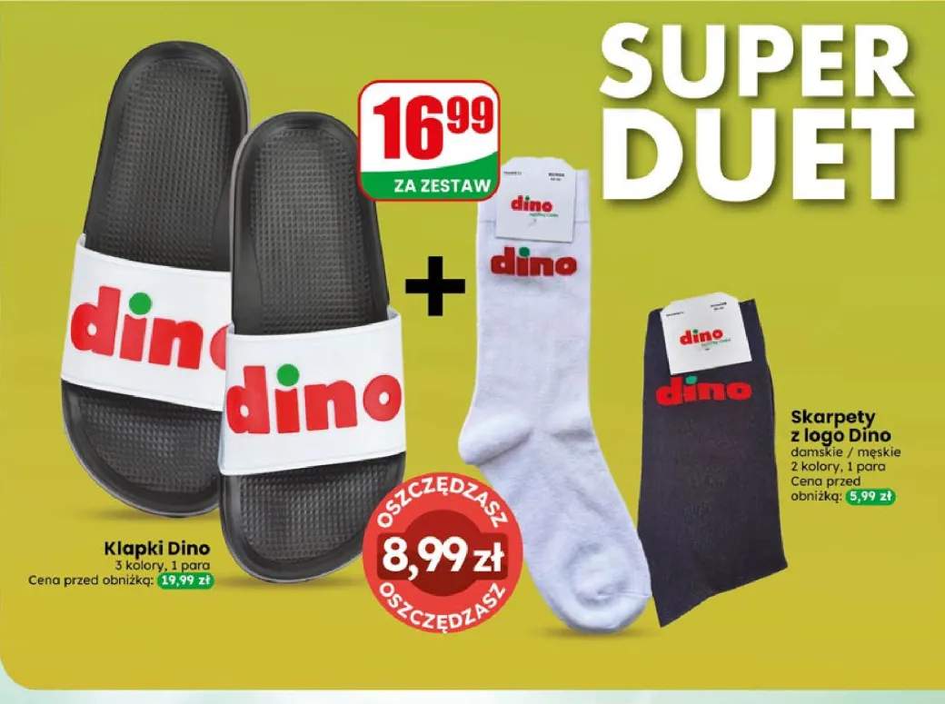 Zestaw Klapki Dino i Skarpety z logo Dino