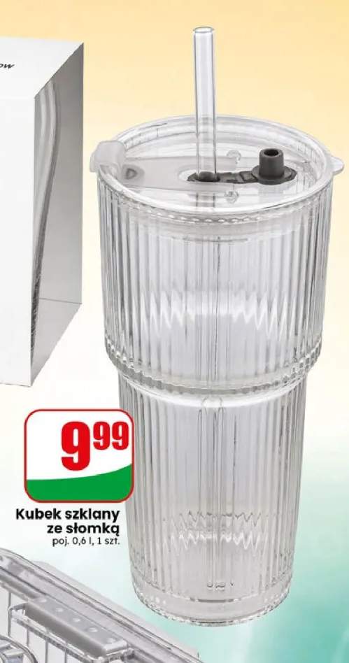 Kubek szklany ze słomką 0,6 l