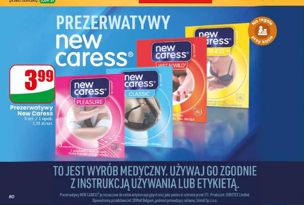 Prezerwatywy New Caress Pleasure +3 warianty