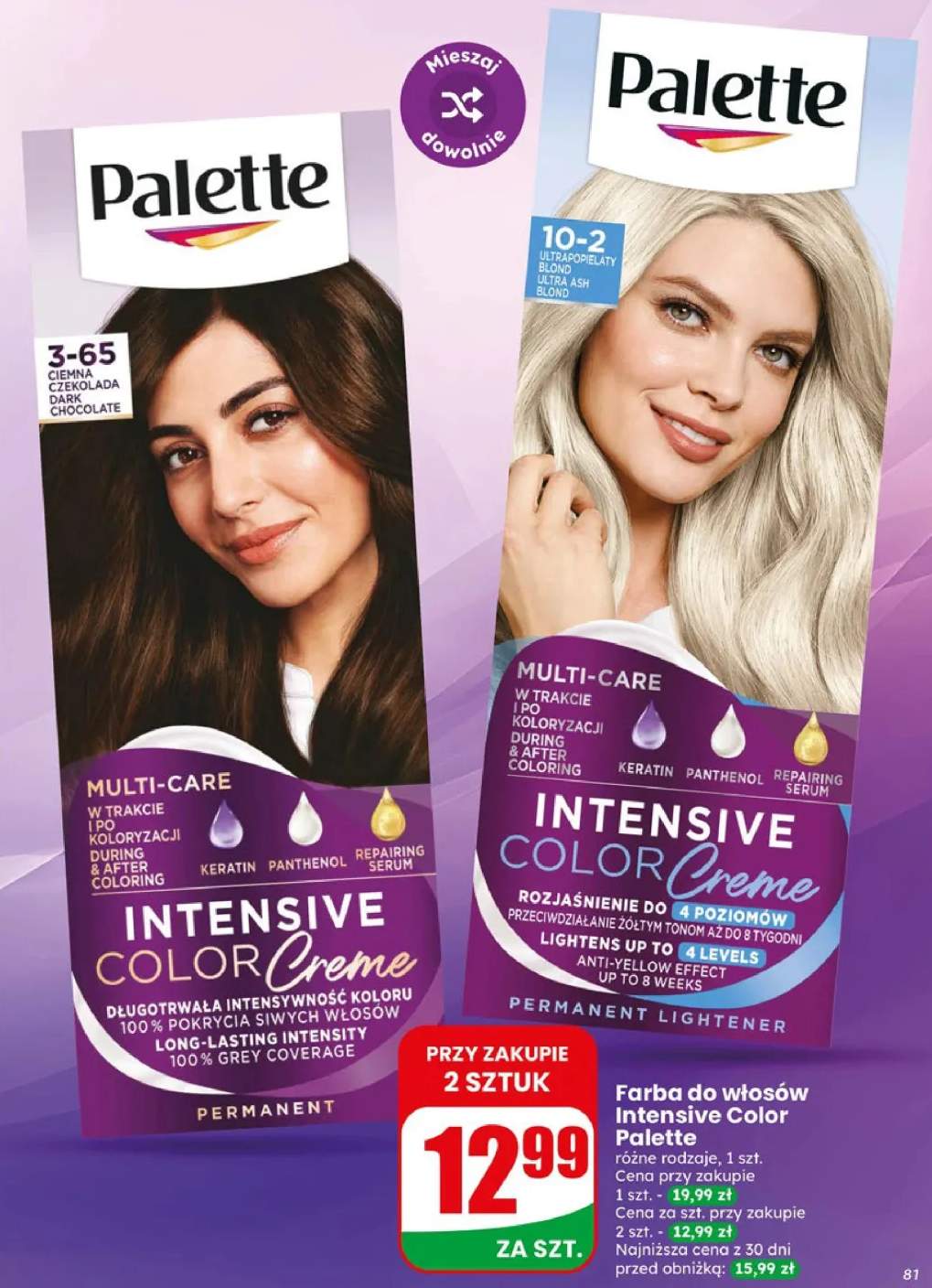 Farba do włosów Palette Intensive Color Creme 3-65 Ciemna Czekolada +1 wariant