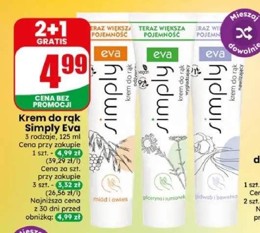 Krem do rąk Eva Simply miód i owies +2 warianty