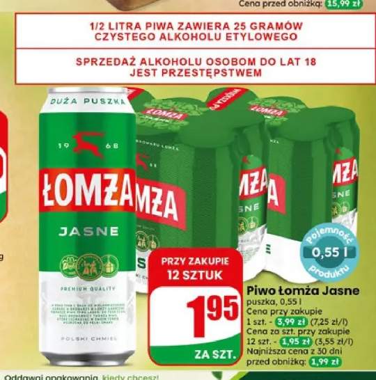 Piwo Łomża Jasne