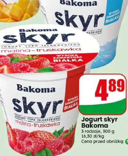 Jogurt skyr Bakoma mango-marakuja +2 warianty