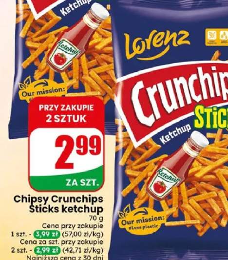 Chipsy Crunchips Sticks ketchup