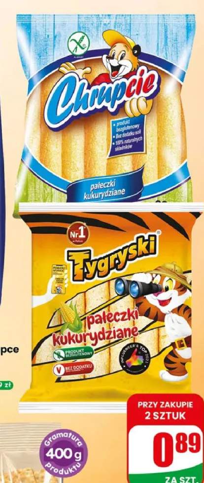 Pałeczki kukurydziane bezglutenowe Chrupcie +1 wariant