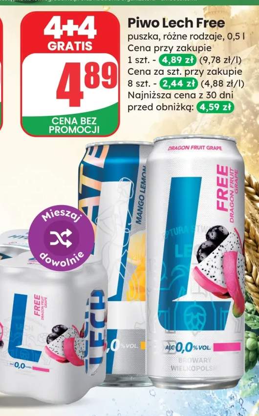 Piwo bezalkoholowe Lech Free Hydrate +2 warianty