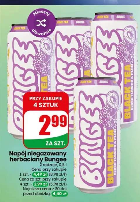 Napój niegazowany herbaciany Bungee Black Tea Elderflower & Plum +1 wariant