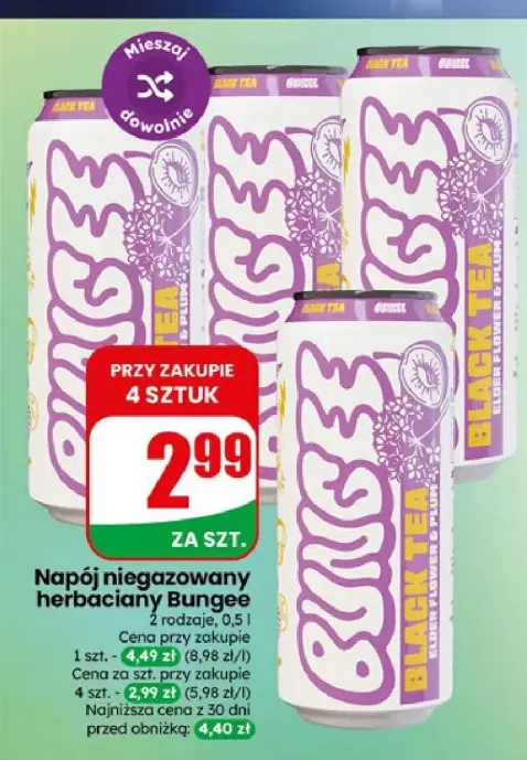Napój niegazowany herbaciany Bungee Black Tea Elderflower & Plum +1 wariant