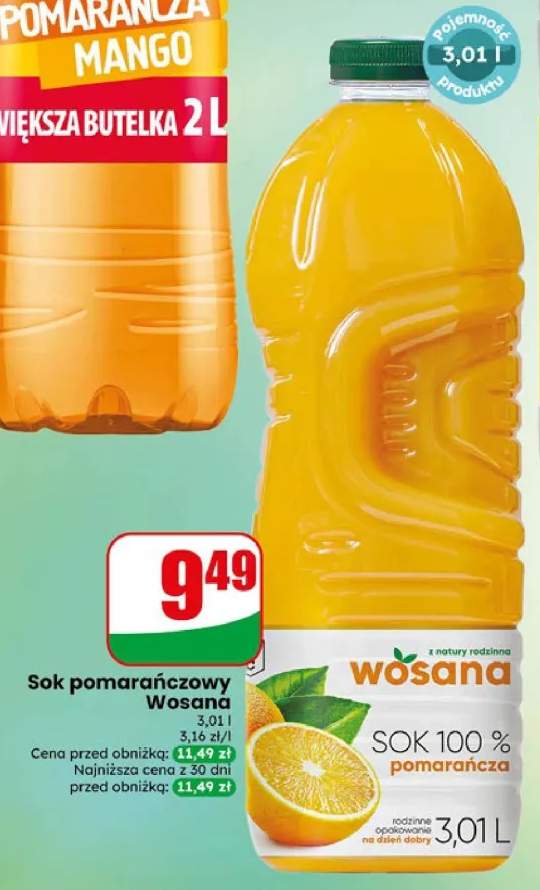 Sok 100% pomarańczowy Wosana