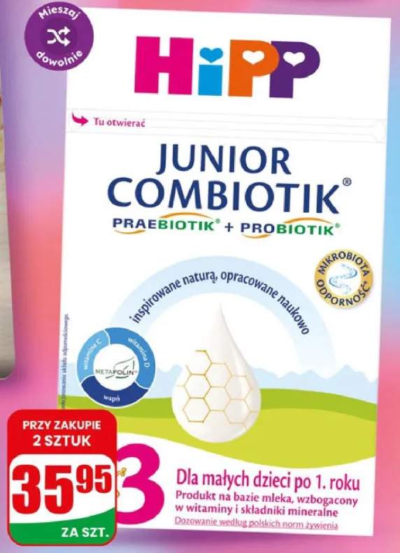 Mleko Bio Combiotik Hipp 2 +1 wariant