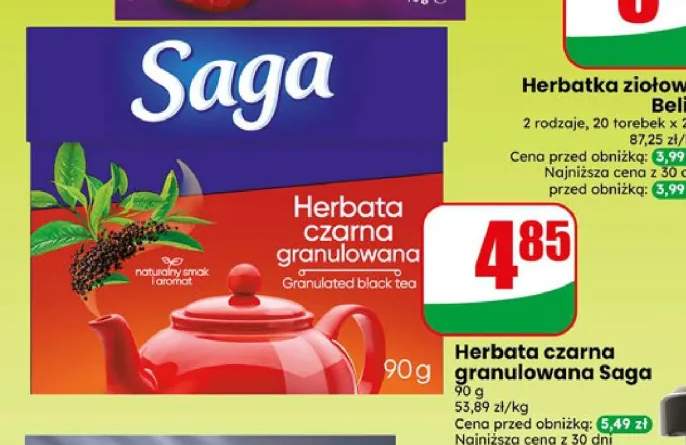 Herbata czarna granulowana Saga
