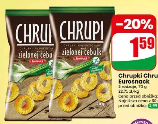 Chrupki kukurydziane o smaku zielonej cebulki Chrupi Eurosnack