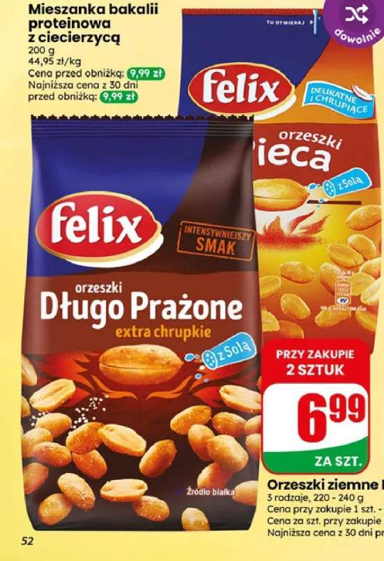 Orzeszki ziemne Felix Długo Prażone z solą +1 wariant