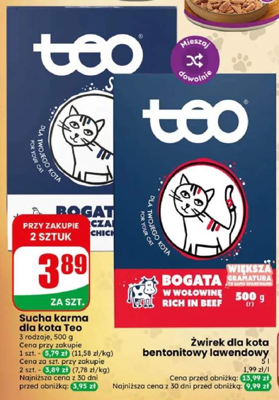 Sucha karma dla kota Teo bogata w wołowinę +1 wariant