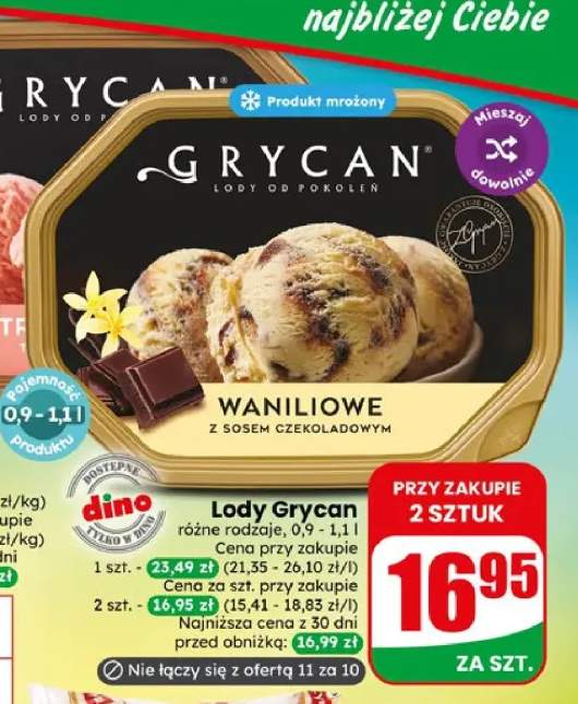 Lody Grycan truskawkowe +1 wariant