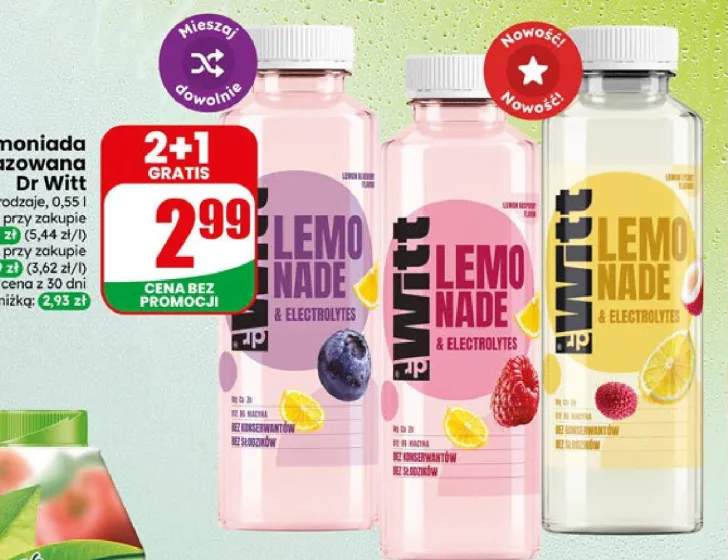 Lemoniada niegazowana Dr Witt borówka cytryna +2 warianty