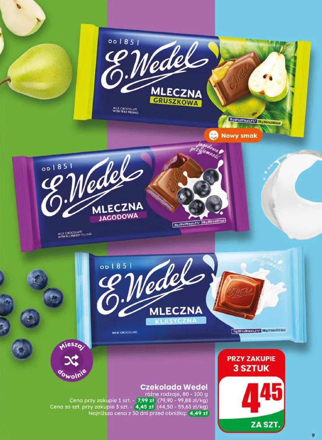Czekolada mleczna gruszkowa E. Wedel +2 warianty