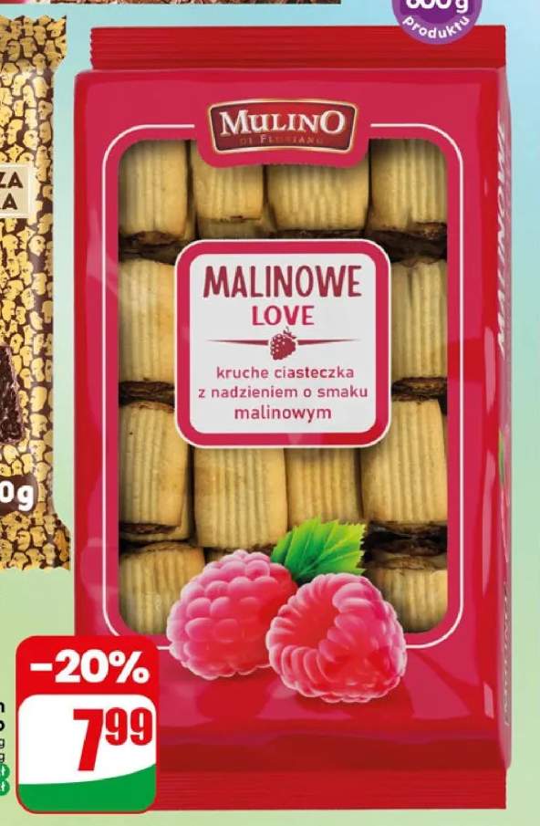 Ciastka kruche z nadzieniem malinowym Mulino Malinowe Love