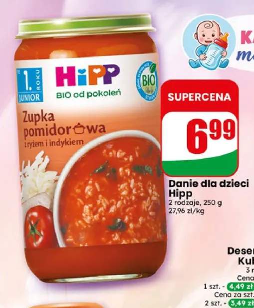 Danie dla dzieci Hipp Zupka pomidorowa z ryżem i indykiem