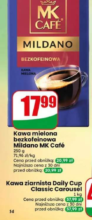 Kawa mielona bezkofeinowa Mildano MK Cafe