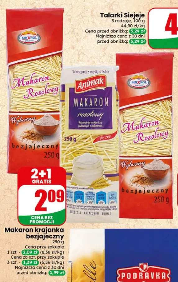 Makaron krajanka bezjajeczny Maxpol +1 wariant