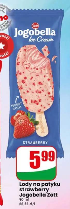 Lody na patyku Jogobella Ice Cream truskawkowe Zott