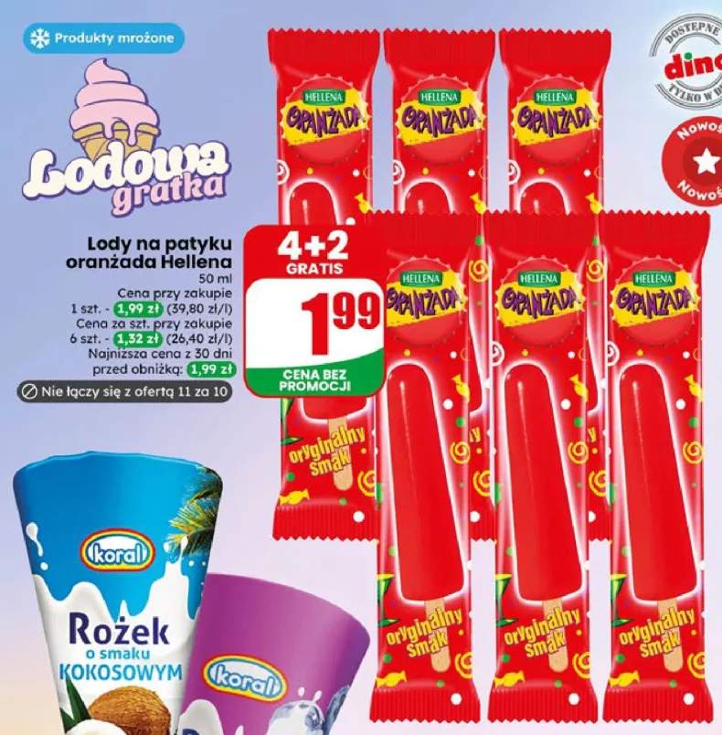 Lody na patyku oranżada Hellena