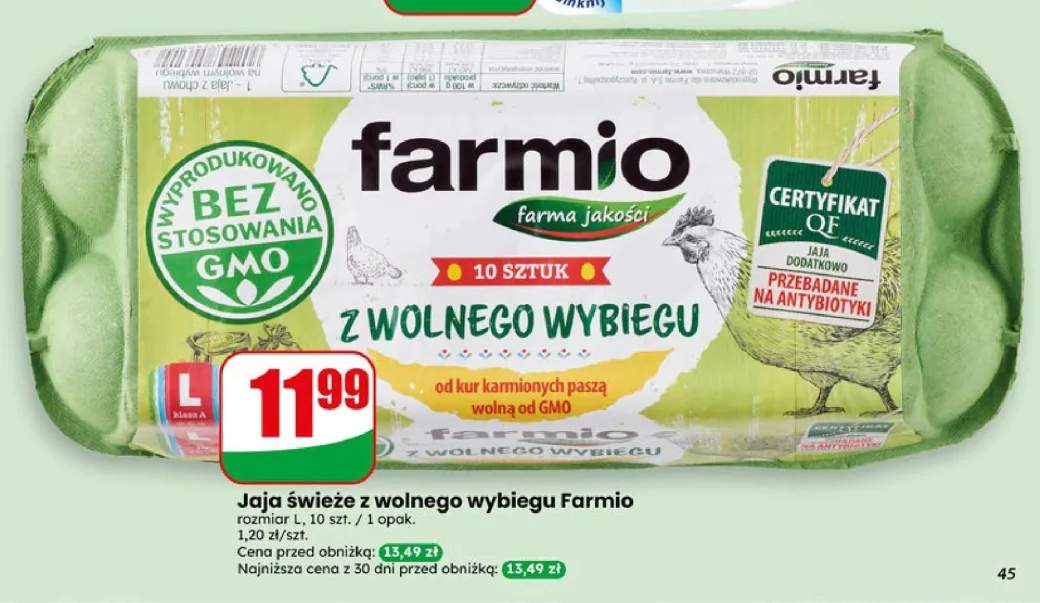 Jaja świeże z wolnego wybiegu Farmio 10-pak