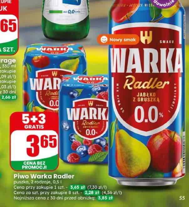 Piwo bezalkoholowe Warka Radler Jabłko z Gruszką +1 wariant