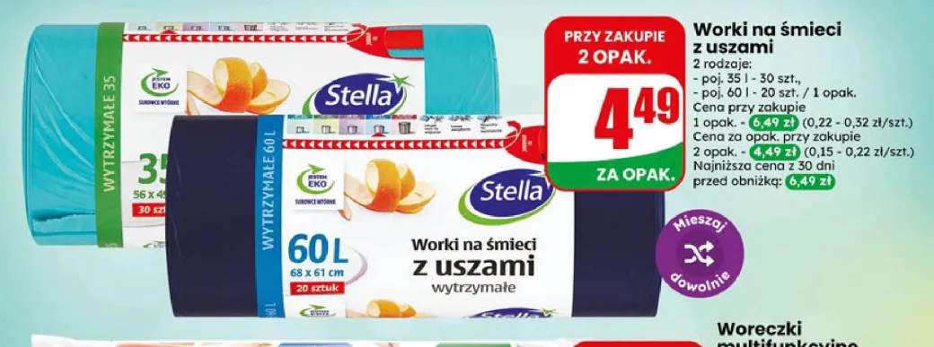 Worki na śmieci z uszami Stella 35 l +1 wariant