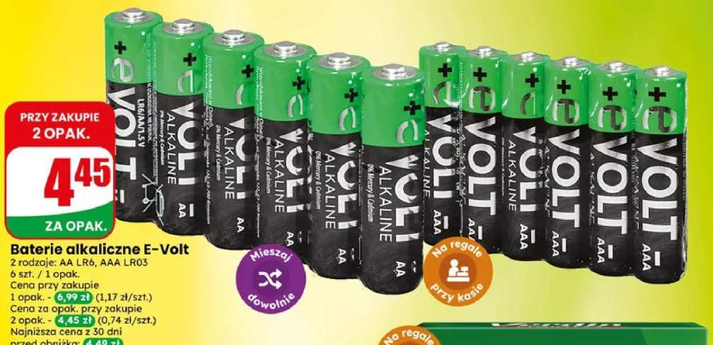 Baterie alkaliczne AA LR6 E-Volt +1 wariant
