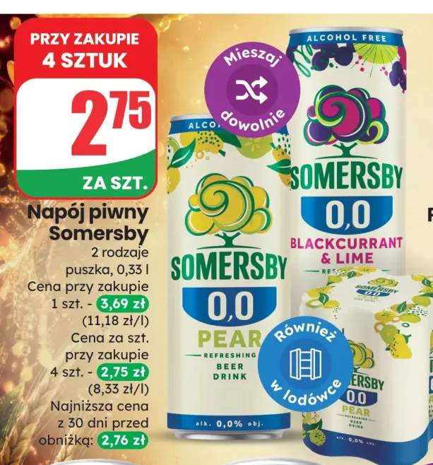 Napój piwny bezalkoholowy Somersby Pear +1 wariant