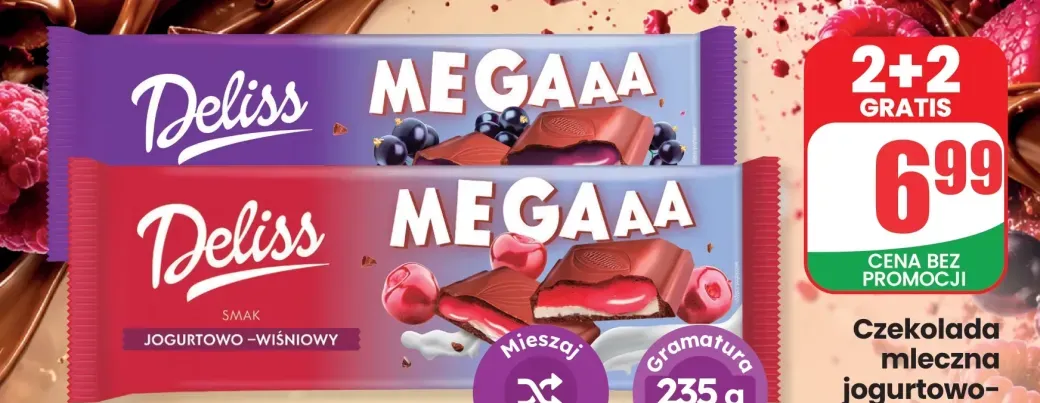 Czekolada mleczna jogurtowo-wiśniowa Deliss +1 wariant