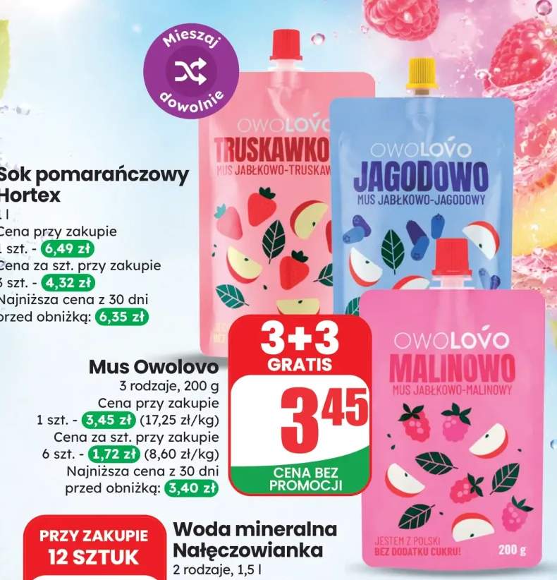 Mus jabłkowo-truskawkowy Owolovo Truskawko +2 warianty