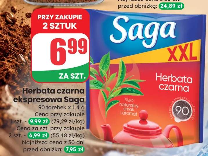 Herbata czarna ekspresowa Saga