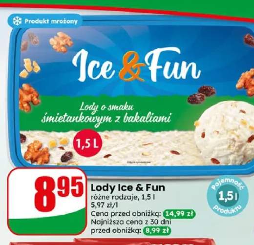 Lody o smaku śmietankowym z bakaliami Ice & Fun