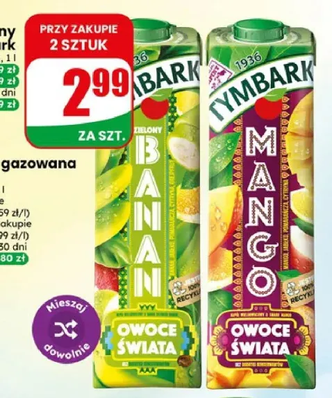 Napój niegazowany Tymbark Owoce Świata banan +1 wariant