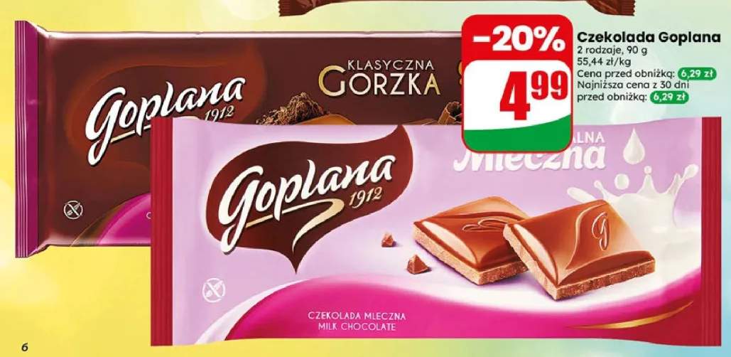 Czekolada Goplana Klasyczna Gorzka +1 wariant