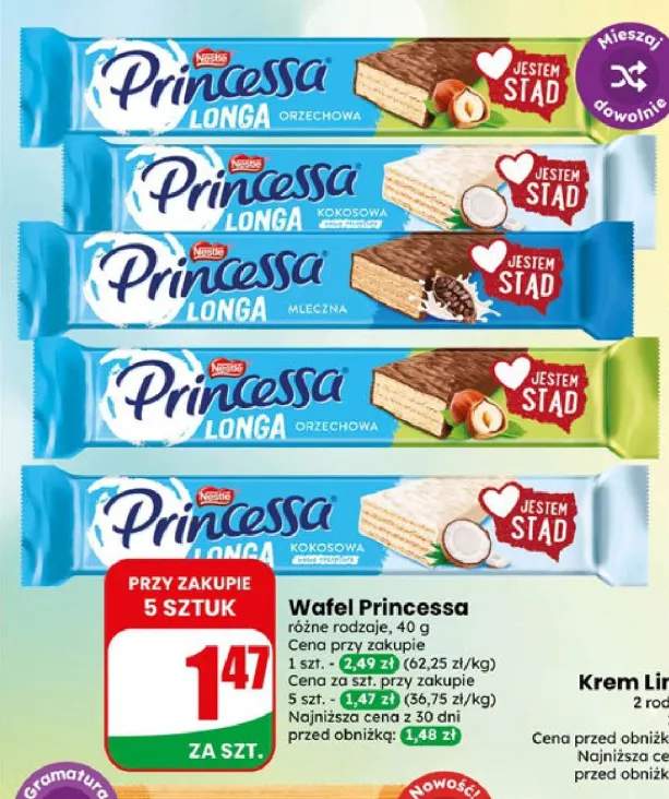 Wafel Princessa Longa Orzechowa +2 warianty