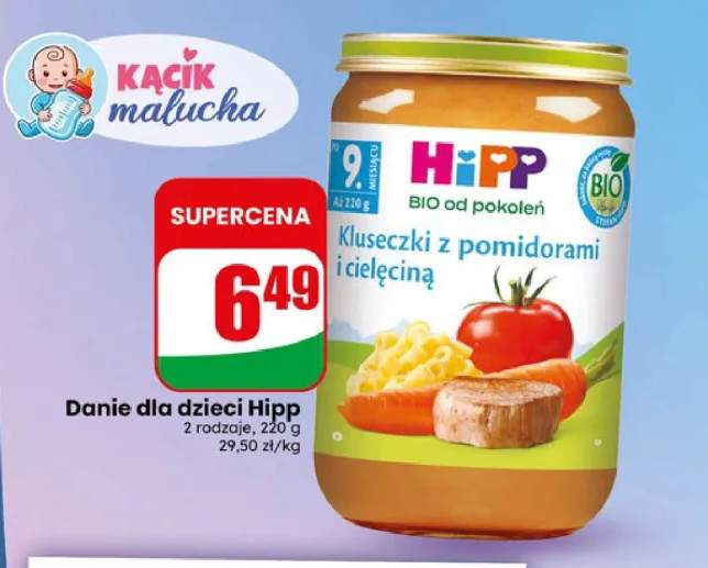 Danie dla dzieci Hipp Kluseczki z pomidorami i cielęciną